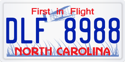 NC license plate DLF8988