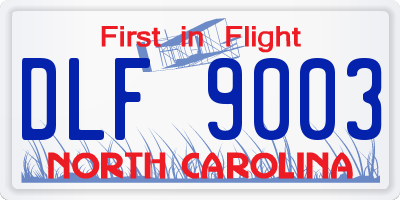 NC license plate DLF9003