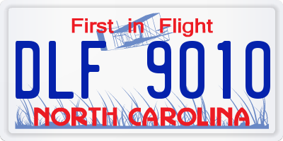 NC license plate DLF9010