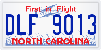 NC license plate DLF9013