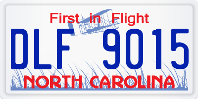 NC license plate DLF9015