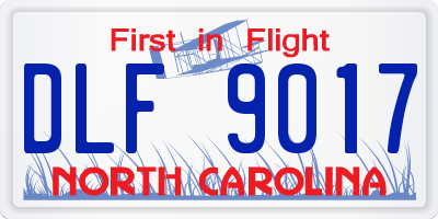 NC license plate DLF9017