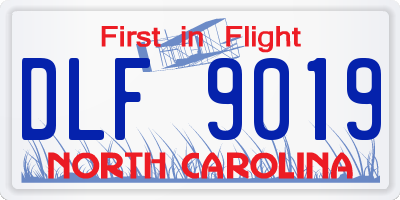NC license plate DLF9019