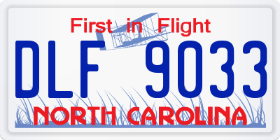 NC license plate DLF9033