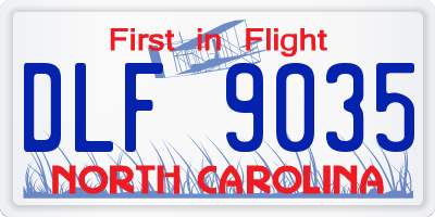 NC license plate DLF9035