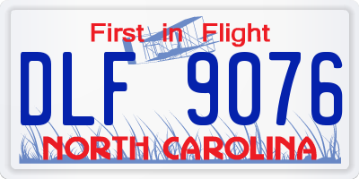 NC license plate DLF9076