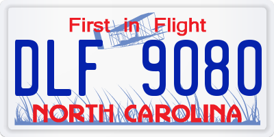 NC license plate DLF9080