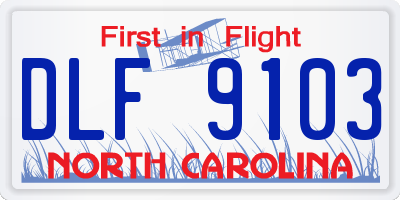 NC license plate DLF9103