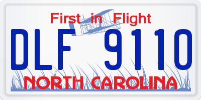 NC license plate DLF9110