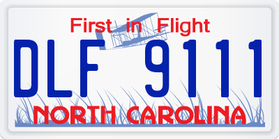 NC license plate DLF9111