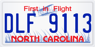 NC license plate DLF9113
