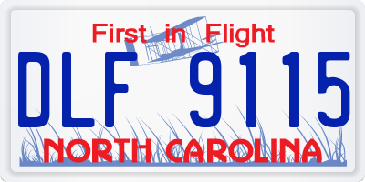 NC license plate DLF9115