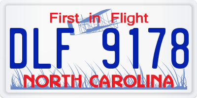 NC license plate DLF9178
