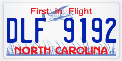 NC license plate DLF9192