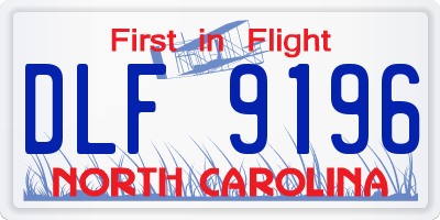 NC license plate DLF9196