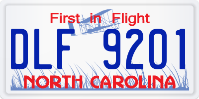 NC license plate DLF9201