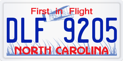 NC license plate DLF9205