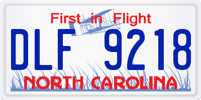 NC license plate DLF9218