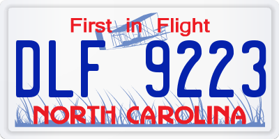 NC license plate DLF9223