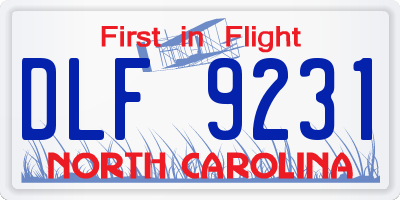 NC license plate DLF9231