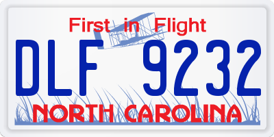 NC license plate DLF9232