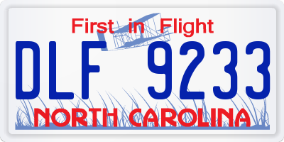 NC license plate DLF9233