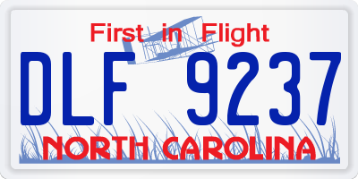 NC license plate DLF9237