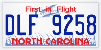 NC license plate DLF9258