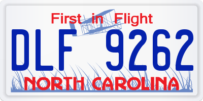 NC license plate DLF9262