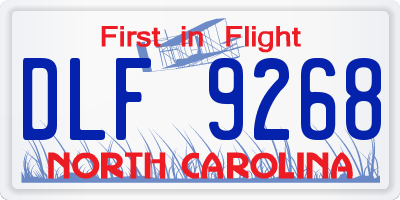 NC license plate DLF9268