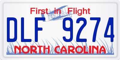 NC license plate DLF9274