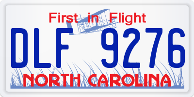 NC license plate DLF9276