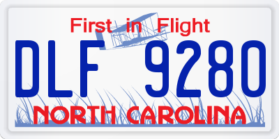NC license plate DLF9280