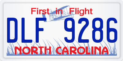 NC license plate DLF9286