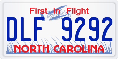 NC license plate DLF9292