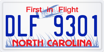 NC license plate DLF9301