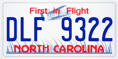 NC license plate DLF9322