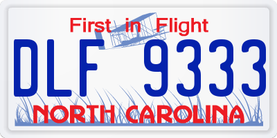 NC license plate DLF9333
