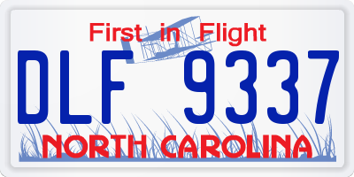 NC license plate DLF9337