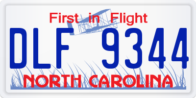 NC license plate DLF9344