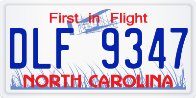 NC license plate DLF9347