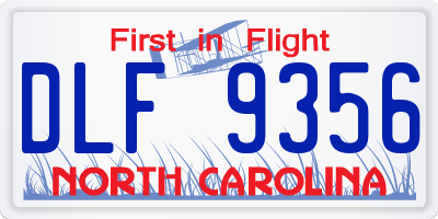 NC license plate DLF9356