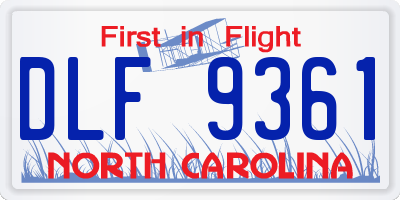 NC license plate DLF9361