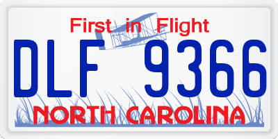 NC license plate DLF9366