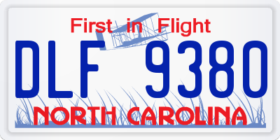 NC license plate DLF9380