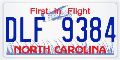 NC license plate DLF9384