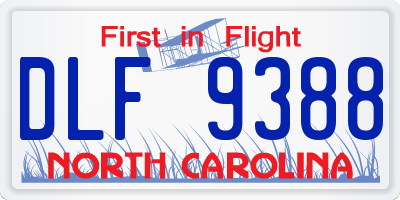 NC license plate DLF9388