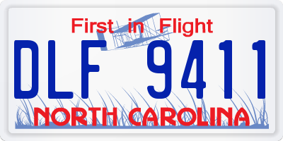 NC license plate DLF9411