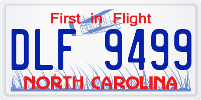 NC license plate DLF9499