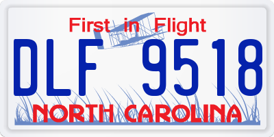 NC license plate DLF9518